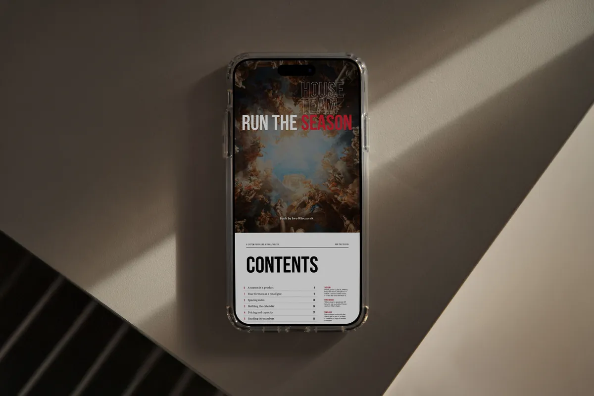 Run the Season on a phone, contents page