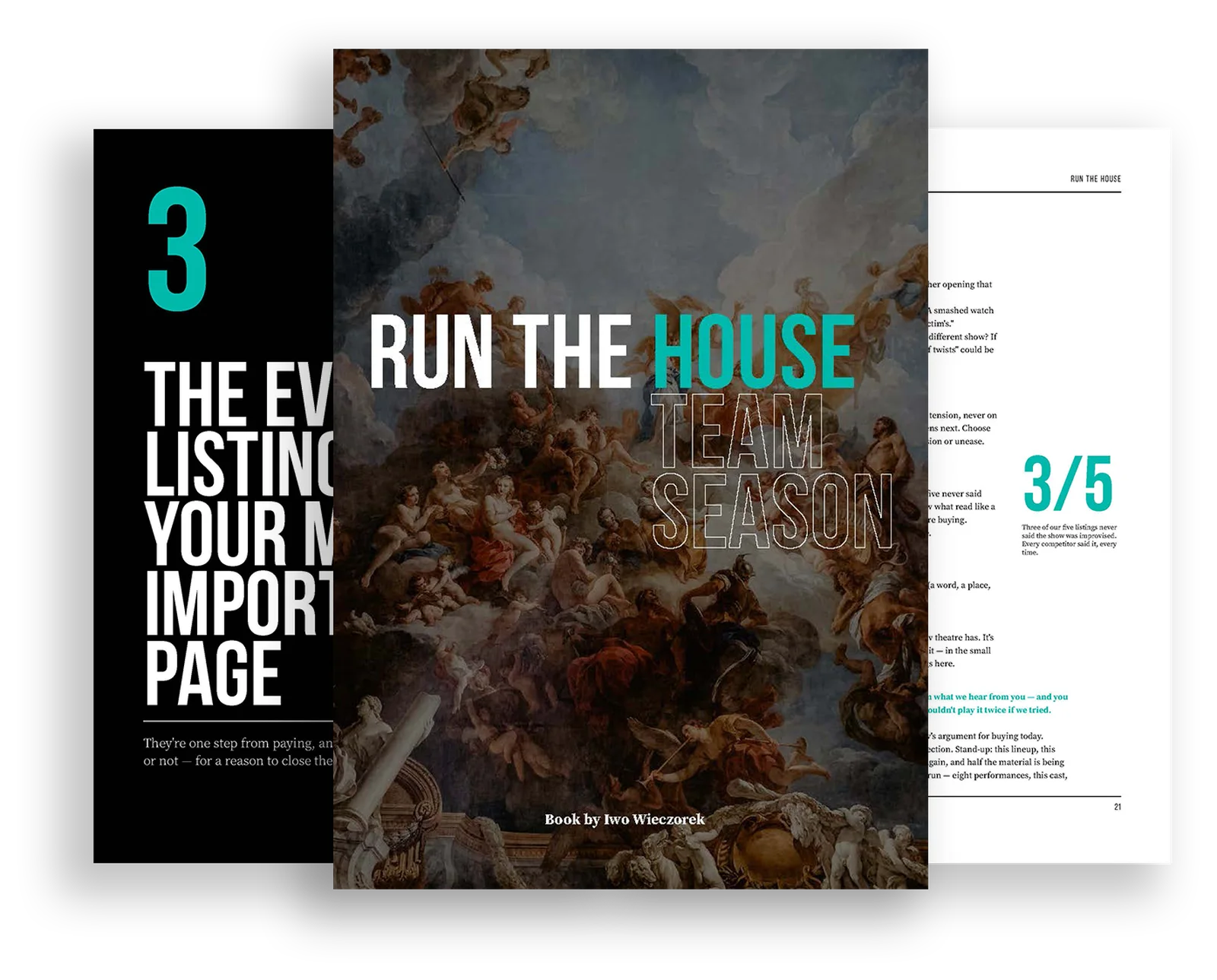 Run the House: okładka, otwarcie rozdziału i rozkładówka z książki
